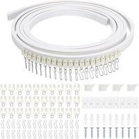 Rail de Rideau de Plafond Incurvé et Flexible Guide de Montage de Rideau avec Rouleaux Silencieux Système de Rail de Rideau Pour Rail de Rideau de Douche (3M)