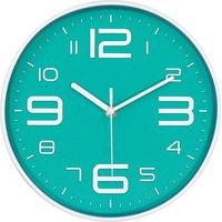 Horloge murale moderne, 3D numérique 30 cm, silencieuse, à quartz, verte.