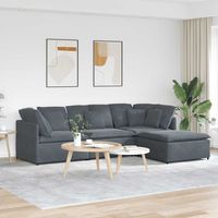 Vidaxl – Canapé modulaire convertible 4 places – Revêtement en velours gris foncé – Accoudoirs en bois – Conception modulaire pour agencement flexible
