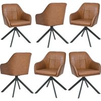 360° swivel dining chairs with ergonomic backrest, double extra-thick seat and sturdy metal base - Set of 6 - Brown
