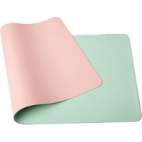 Desk pad, 60 x 30cm PU desk pad, laptop desk pad, waterproof desk pad for office or home use, double-sided (Pink / Light green)