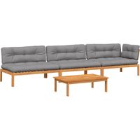 Salon palette de jardin avec coussins 4pcs Mobilier de jardin bois d'acacia massif
