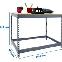 Simonrack Banc de travail fixe gris et bois pratique