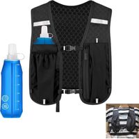 Gilet de course pour homme et femme - Gilet de course avec gourde de 500ml - Réfléchissant - Avec support pour téléphone portable - Gilet d'hydratation pour la course à pied - Pour cyclisme, randonnée