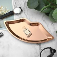 Jewelry storage tray – polished stainless steel, aesthetically upgraded, minimalist style, perfect for bedroom dressing table and bathroom organization.