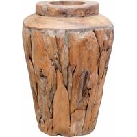 Vidaxl – Vase de décoration en bois de teck 40 x 60 cm – Finition à l'huile – Coupe irrégulière unique – Pour extérieur et intérieur