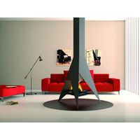 Cheminée à bois centrale 11 Kw – Foyer acier double paroi – Sortie 330x330 mm – Pour bûches jusqu'à 60 cm – Focgrup