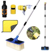 Brosse Lavage Voiture, Brosse Lavage Voiture sur Jet Deau, Brosse avec Manche Ajustable 168cm, Brosse Lavage Camion, Balai Brosse Voiture Lavage, pour Voiture, Camping-Car, Camion, Jardin