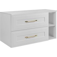 Rodan Waschbeckenunterschrank 100 cm, Weiß, 46 x 100 x 58,6 cm, wandhängend, MDF, 2 Schubladen und Ablage, feuchtraumgeeignet