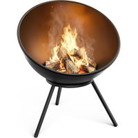 blumfeldt Fireball 43 cm Brasero - Brasero en acier avec design 2-en-1 inclinable, acier de 3 mm d'épaisseur, base stable, grille à cendres, tisonnier et housse de protection contre la pluie