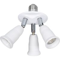 Adattatore per Lampadine da 1 E27 a 3 E27 Bianco