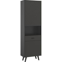 Linea Vitrinenschrank 1 Tür 1 Glastür matt grau.