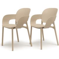 Lot de 2 - Chaise avec accoudoirs outdoor indoor en plastique recyclé HUG