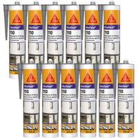 Set von 12 Silikon-Dichtungsmitteln SIKA SikaSeal 110 Schreinerei & Verglasung - Grau - 300ml