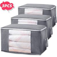 Organizador de bolsas de almacenamiento plegable, cajas de almacenamiento de ropa, bolsa de almacenamiento de ropa impermeable, antimoho, resistente a la humedad con ventana transparente, paquete de 3