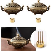 Set di 2 bruciatori di incenso, porta incenso, incensiere, bruciatore di incenso a carbone, contiene due porta incenso in metallo e cotone ignifugo, 7,7 x 5 x 4,3 cm