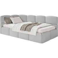 Selsey Cloudy – Lit ado 120x200 cm, tête de lit à gauche, matelas & coffre de rangement, chenille gris clair
