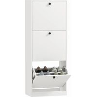 Schuhschrank, 3 Schubladen, für bis zu 12 Paar Schuhe, Spanplatte, Weiß