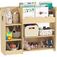 Scaffale Portagiochi per Bambini 3-8 Anni con Ripiani Aperti e Scomparti, , 92x29x79 cm, color