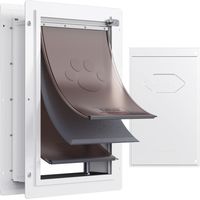 VEVOR Chatiere Murale, Porte pour Chien et Chat avec Cadre en Metal de 236 x 335 mm, avec Serrure et Systeme a 3 Volets, Resistante aux Intemperies, pour Animaux de Compagnie, Blanc, Taille S
