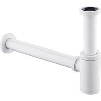 Siphon à bouteille en laiton - Siphon rond - Siphon de lavabo - Siphon P-Trap - 3,8 cm - Piège à odeurs - Piège à déchets - Tube d'évacuation pour salle de bain, lavabo, vasque,(blanc)