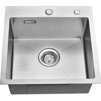 Auralum Évier Cuisine 45x45x19 CM Évier 1 Bac Brossé en Acier Inox 304 Évier à Encastrer avec Système de Drainage, Pour meuble de 50cm