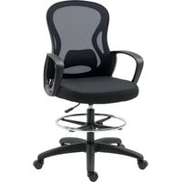 High office chair with adjustable height, swivel, footrest, black mesh office chair