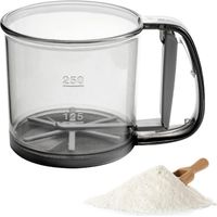 Filtre de farine pour la cuisson, Filtre de farine manuel de presse à la main avec maille fine, Filtre portable pour la farine, sucre en poudre, cacao, gris
