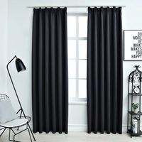 vidaXL Blackout Curtains with Hooks 2 pcs Black 140x225 cm