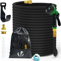 VOUNOT® Tuyau d'arrosage extensible renforcé 45m noir - 10 modes - raccord et sac de rangement inclus - flexible, anti-fuite