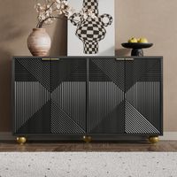 Sideboard mit vier geformten Türen, verstellbaren Innenböden, Metallgriffen und kugelförmigen Beinen