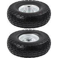 Homevive 2pcs Ruedas Carretilla Maciza 255mm Llanta Neumáticos de Goma para Carros Carrito de Jardinería, Eje de 16 mm