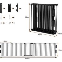 HENGMEI Grille de Protection de Cheminée Feux Pliable en Métal avec Porte de 300 cm - Barrière de Sécurité pour Enfants, Bébé et Animaux Domestiques - 5 Panneaux - Multi-Fonction Flex - Noir