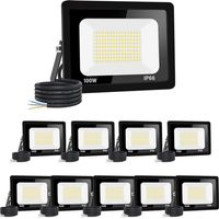 【10PCS】100W Projecteur LED Exterieur 10000LM IP66 Imperméable spot led exterieur Super Brillant Eclairage Extérieur Blanc Chaud(3000k) Sécurité spot led pour stades, usines, Parking, garage, jardi