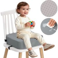 Coussin rehausseur pour enfant, coussin de chaise, coussin de sol, en similicuir avec sangles réglables, imperméable, antidérapant, 34,5 x 34,5 x 9 cm, noir