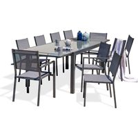 TOLEDE - Set da pranzo da giardino 10 posti alluminio e piano vetro - DCB GARDEN