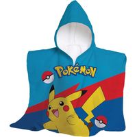 hermet, Pokémon, Telo Mare Con Cappuccio, Poncho Mare Maxi da Bambino, 60x60 cm, Asciugamano da Spiaggia o Piscina, 100% Morbido Cotone