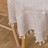 Pair Bauerntischdecke, Küchentischdekoration, poussière, Nappe en lin et coton naturel avec des Glands