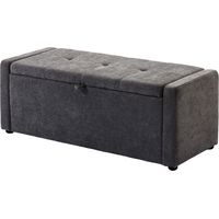 Cassapanca pouf contenitore 142L, seduta ampia imbottita in lino, capacità 200 kg, grigio scuro