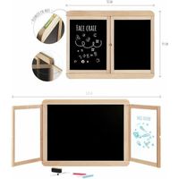 Jeujura Triptychon Wandtafel mit Schiefertafel Weiß 113x45 cm