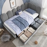 Stauraumbett Polsterbett 90x190 Samt Grau HAVRYA