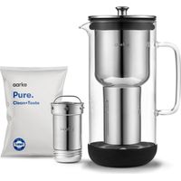 Aarke Purifier, Caraffa Filtrante Brevettata in Vetro e Acciaio Inox, 2.4L, Sacchetto di ricarica del filtro per Aarke Pure