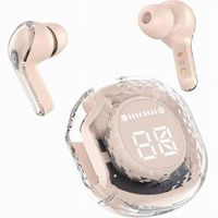 Ecouteurs Bluetooth 5.3 Transparents Ultrapods Pro Avec Etui De Charge A Led Rose