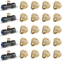 20 Pack Brass Misting Nozzles and 5 Pack Misting Nozzle Tees for Outdoor Cooling System, Misting Noz