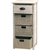 Cómoda HHG-645 con cestas, mueble cajonera, madera 83x40x29cm, natural, cestas marrón claro