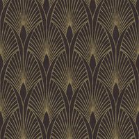 AS Creation Art Deco Fan Arches Black Gold Wallpaper Metallic Effect Textured