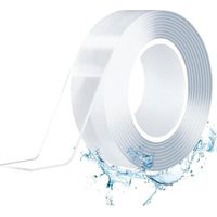 MTEVOTX Adhésif Double Face Extra Fort, Adhésif Nano Réutilisable, Transparent Lavable Fin Nano Tape, Ruban Adhésif Double Face, 5M