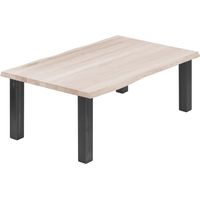 LAMO Manufaktur Esstisch Küchentisch, mit Baumkante 120x80x47cm (AxBxH), Classic, Roh / Rohstahl mit Klarlack, LWB-01-A-001-0000Cl