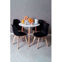 Conjuntos de mesa y sillas - Conjunto Mesa Tower Redonda 80 cm Blanca y Pack 4 Sillas Kelen - Negro