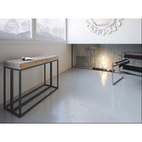 Console extensible bois clair et pieds métal anthracite 14 personnes 40 à 300 cm Evitra